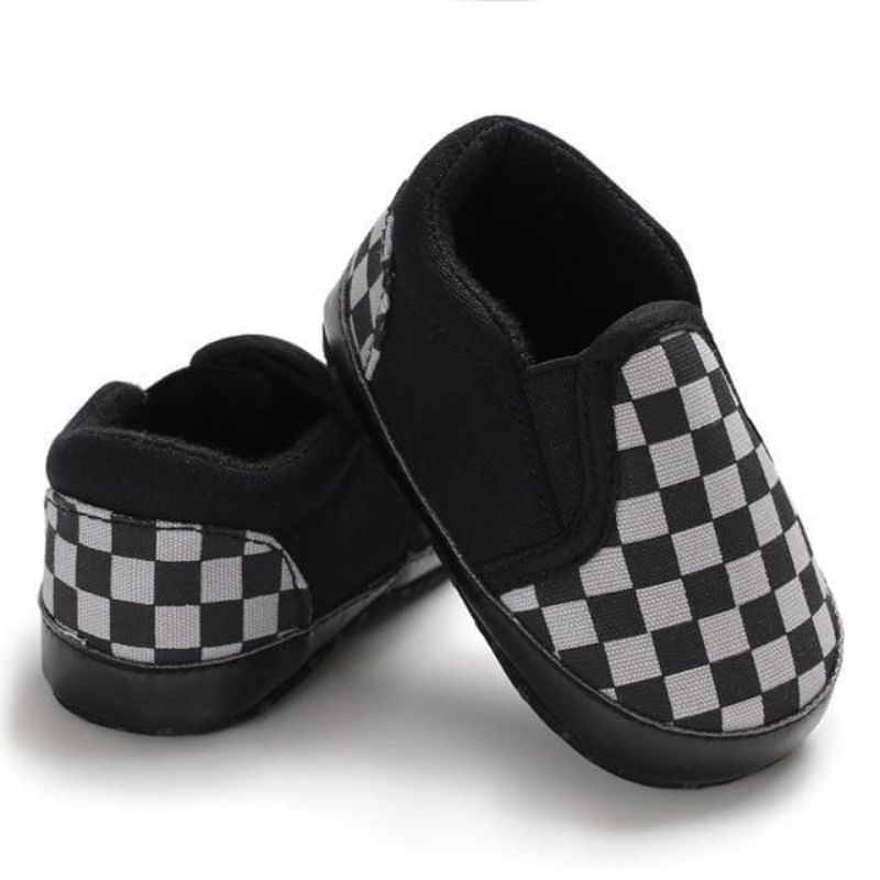 Sepatu Bayi Prawalker Slip On Motif Catur - Sepatu Bayi Model Vans Canvas Premium