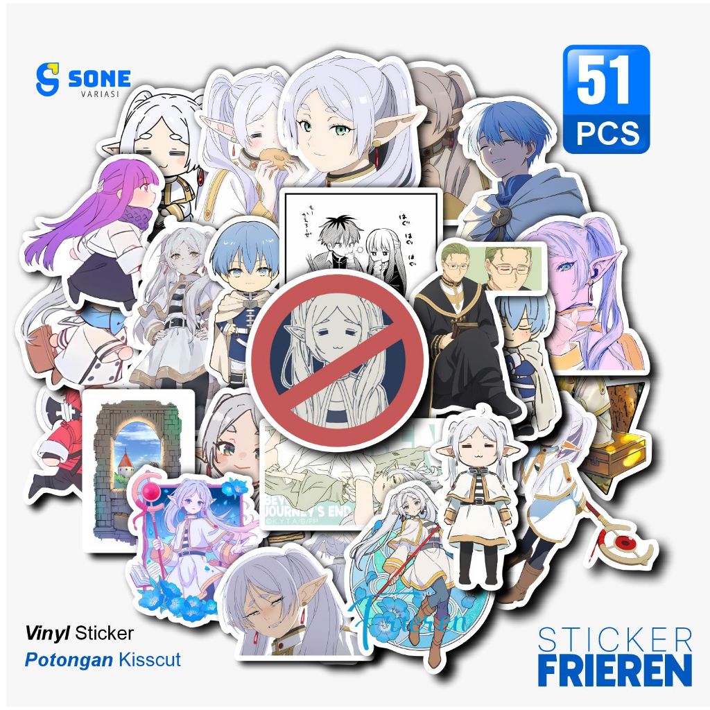 

Stiker Frieren Paper Vinyl Anti Air Aksesoris Laptop Buku Tumbler