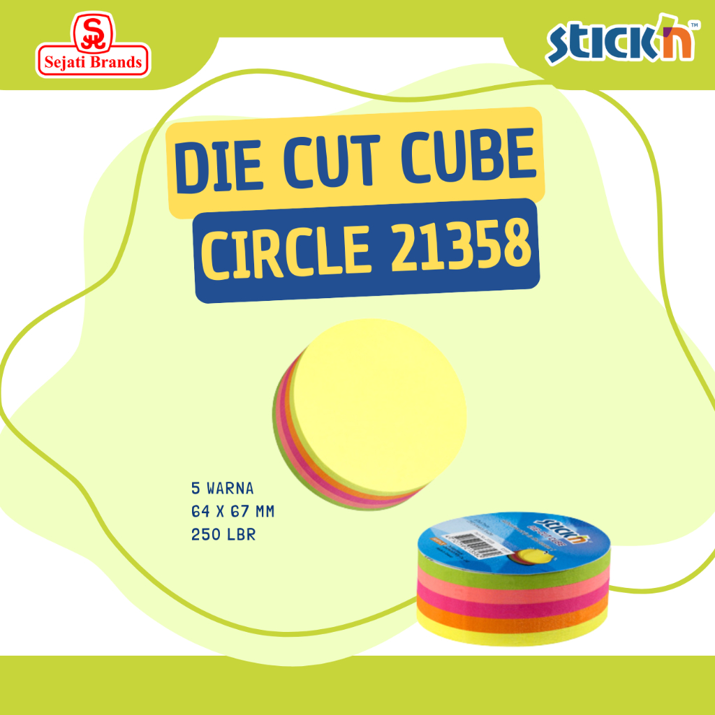 

Stick'n Memo Tempel Die Cut 21358 /Sticky Notes Neon/ Die Cut 250 sheets/ Sticky Note Bulat 64x67 mm
