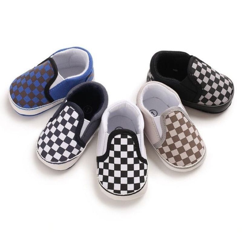 Sepatu Prawalker Bayi Anti slip Motif Catur - Sepatu Bayi Model Vans Kotak Catur