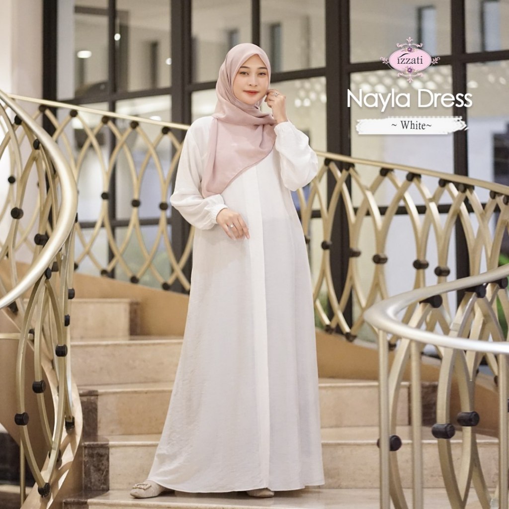 Gamis Putih Wanita Kekinian By Izzati Muslimah | Dress Putih | Gamis Umroh | Baju Gamis Wanita | Aba