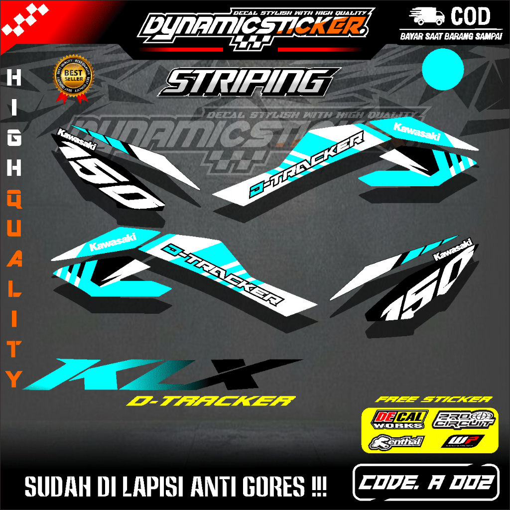 (COD) STICKER MOTOR KEREN STRIPING KAWASAKI DTRACKER150 SE Variasi Original-Sticker Variasi Kawasaki