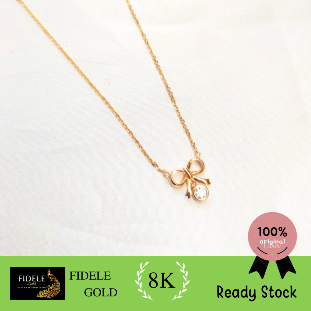 Kalung pita fashion permata emas asli kadar muda 375 8karat