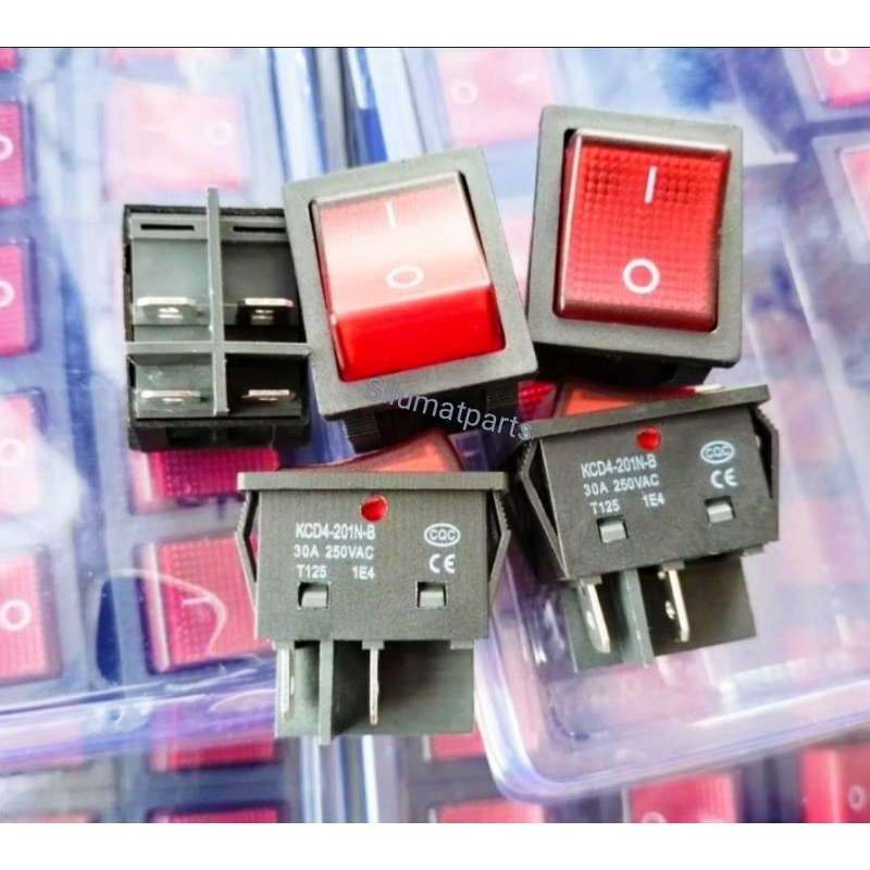 Saklar 4 Kaki On Off 30A Kualitas Bagus / Switch Besar 4 pin 30A + Lampu / SAKLAR SWITCH LAMPU BESAR