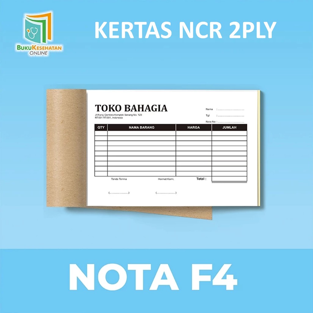 

Kertas NCR Rangkap 2ply | Buku Blanko Formulir - Kwitansi - Nota | Ukuran 1/2 1/3 1/4 F4 Harga 1 RIM