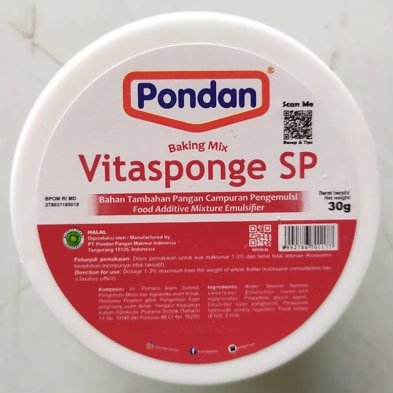 

Pondan VITASPONGE 30gr Cake Emulsifier sp pelembut kue