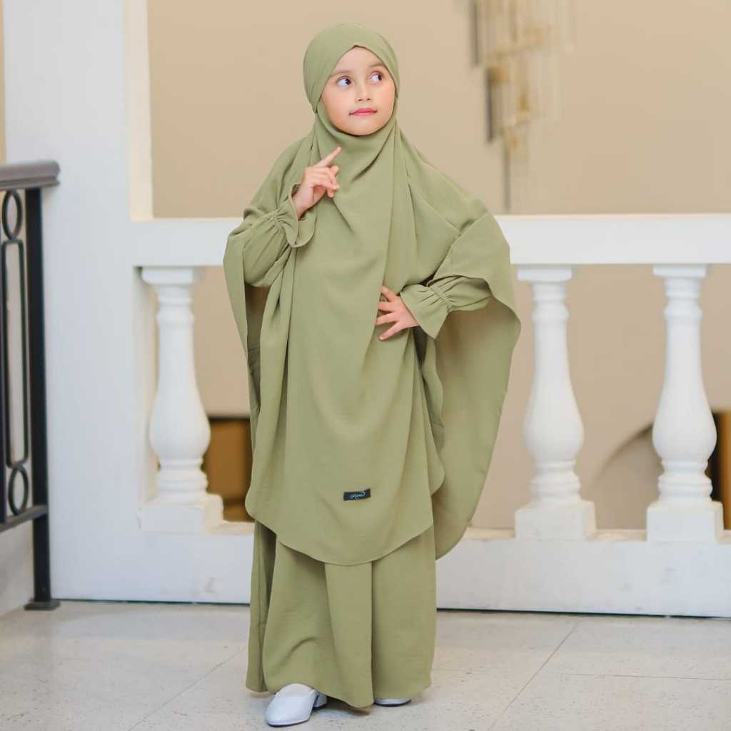 D2BLACK ~ Gamis Syari Anak Anti UV Nabila Set Green