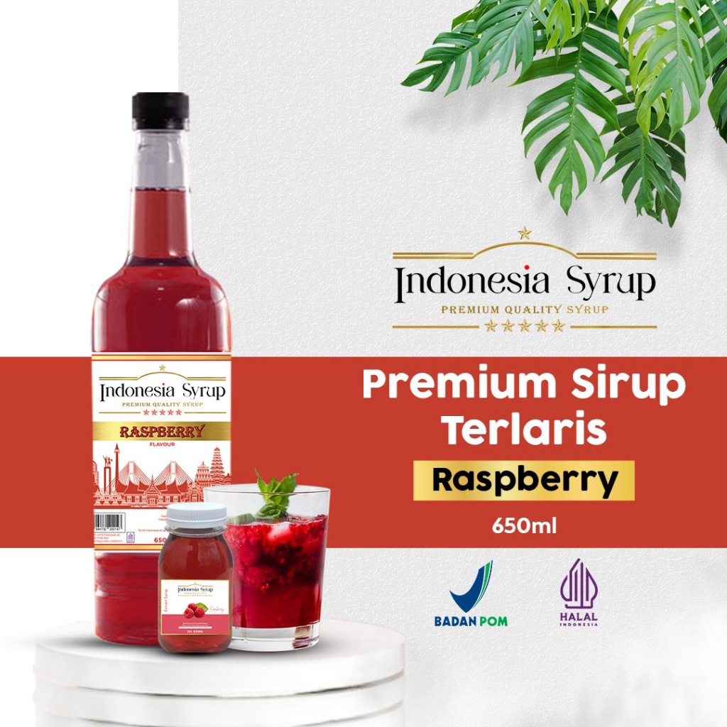 

Sirup Premium Rasa Raspberry Minuman Sirop Flavoured Syrup Halal BPOM 650 ml Indonesia Sirup Omura Powder