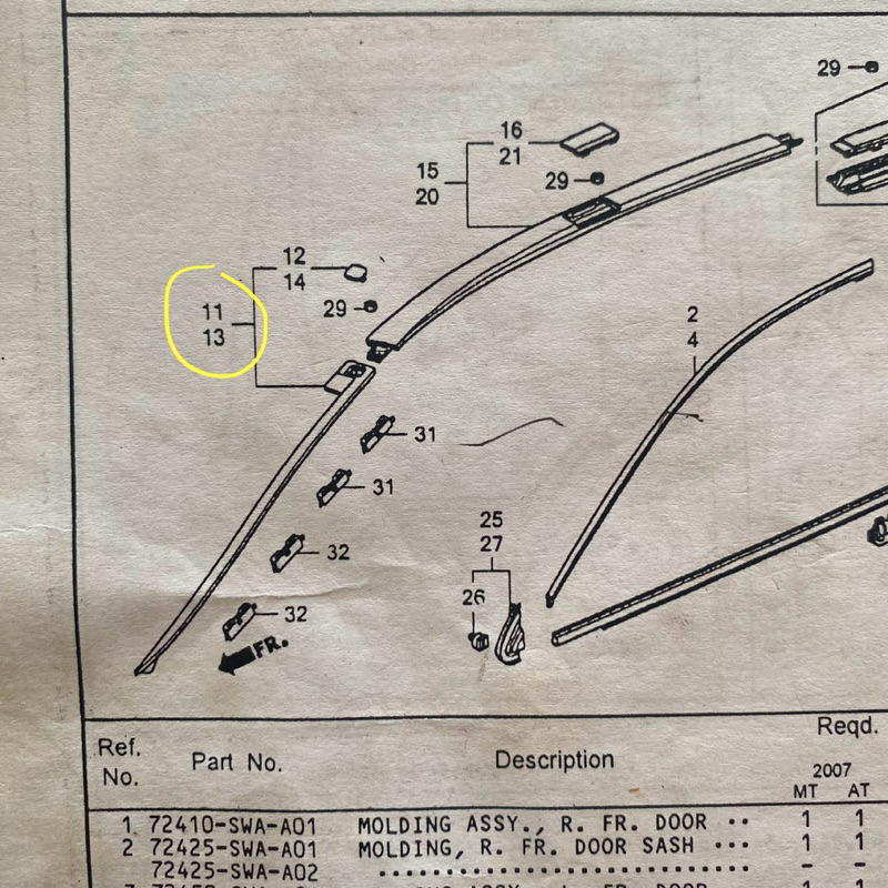 List Roof Garnish Atas Samping Kaca Depan CRV RE Gen 3 2007 2008 2009 2010 2011 2012 ORIGINAL