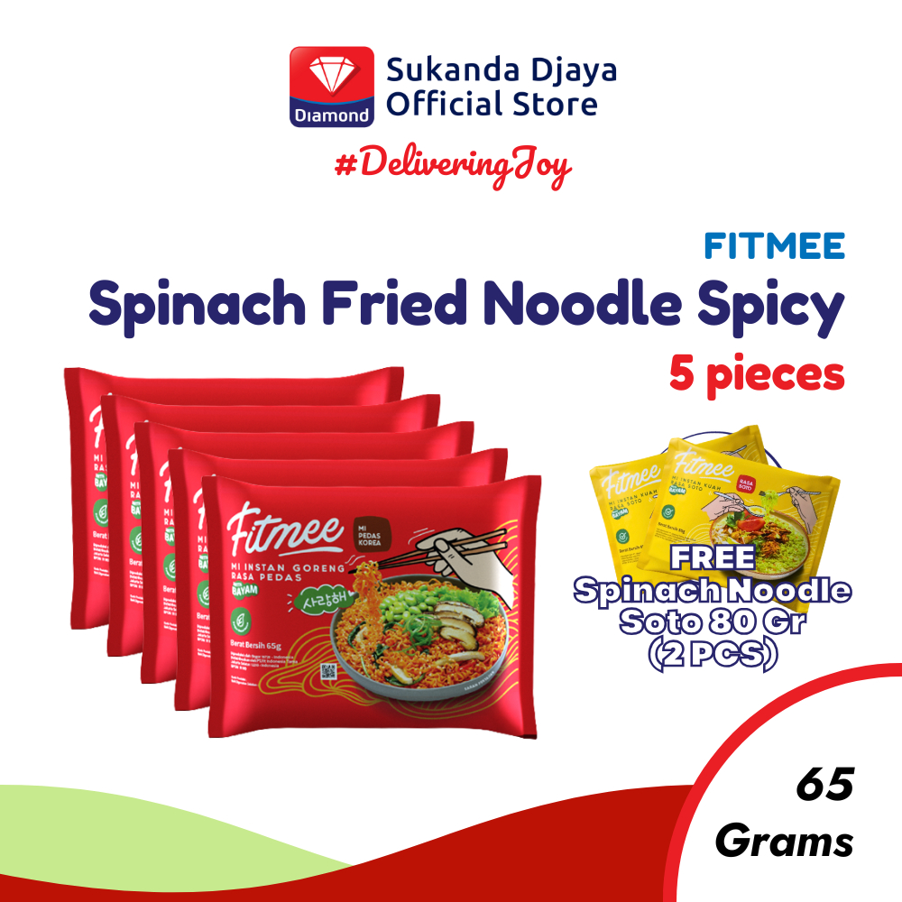 

Fitmee Mie Instan Sehat Bayam Goreng Pedas 5 Pcs FREE Bayam Soto 2 Pcs