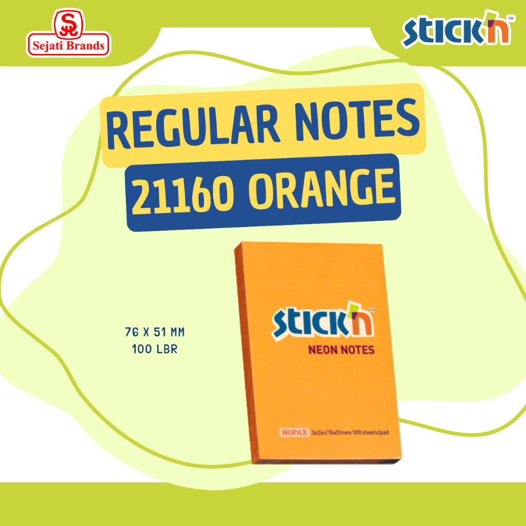 

Stick'n Regular Notes 21160 (3x2) Neon Orange / Memo Tempel