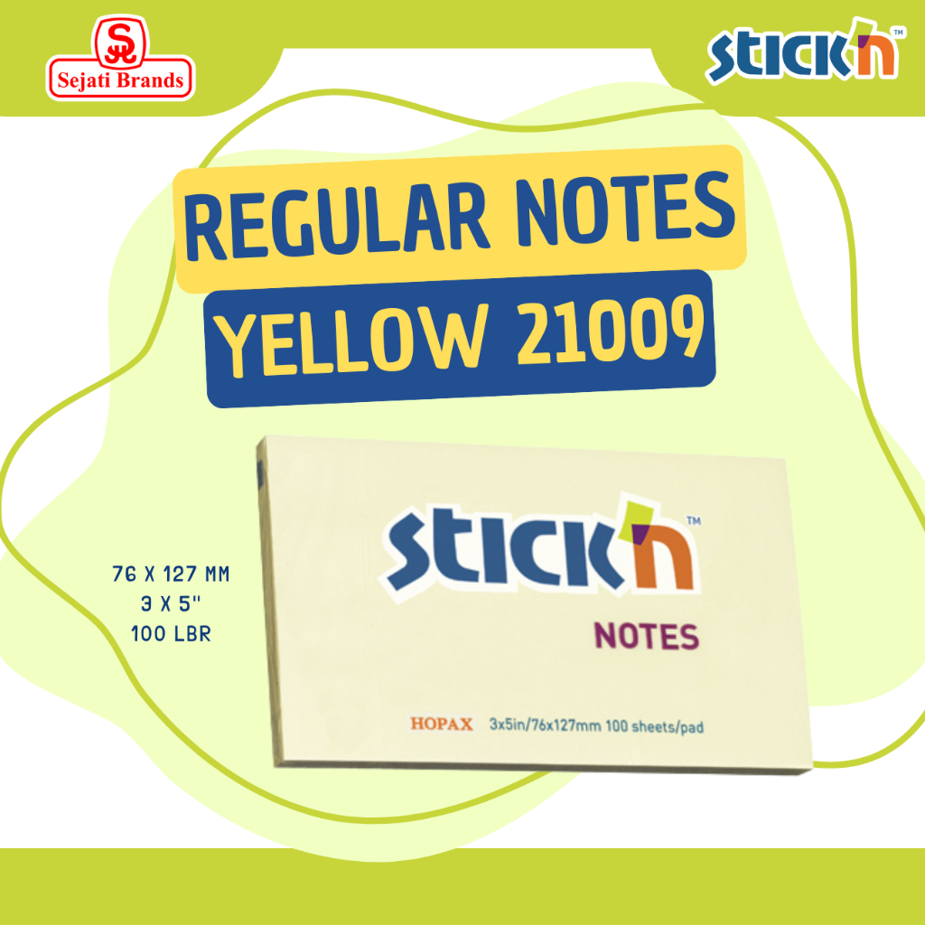 

Stick'n Regular Notes 21009 (3x5) Pastel Yellow / Memo kantor