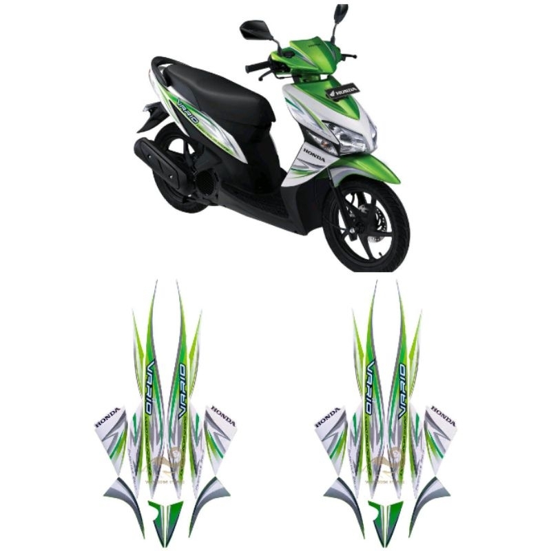 Striping stiker vario cw 110 2012 standart hijau putih list motor honda vario 110 karbu tahun 2012 s