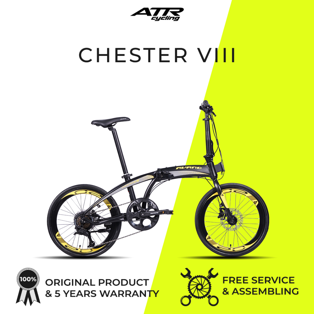 Sepeda Lipat Fold AL20-08SP AVAND CHESTER VIII (20) BK-YL