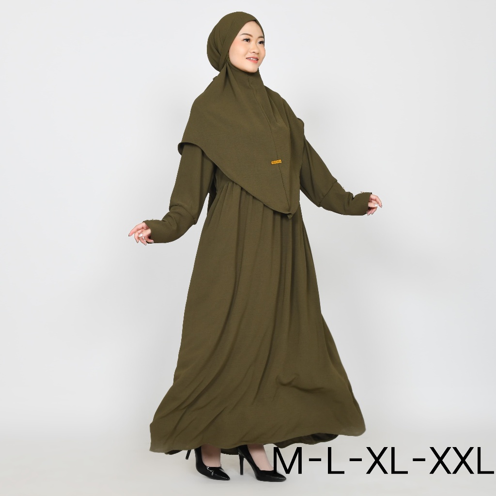fatinah gamis syari set hijab baju lebaran pakaian muslim wanita ukuran M-L-XL-XXL