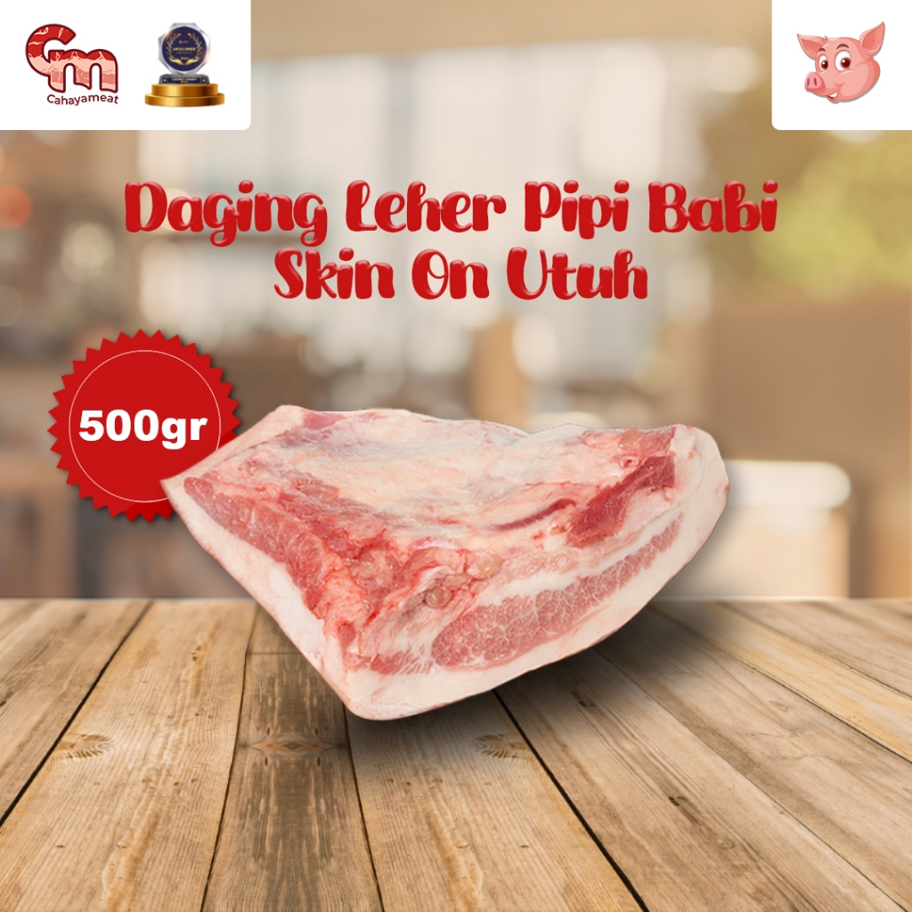

Daging Leher Pipi Babi Dengan Kulit Premium Pork Jowl Skin Utuh 500gr