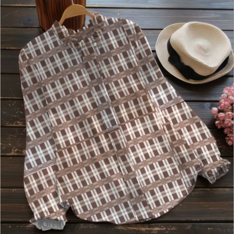 KAIN RAYON TWILL MOTIF KOTAK 0.5 METER ( BAHAN HOMEDRESS ) D#38386 - DEATEXTILE