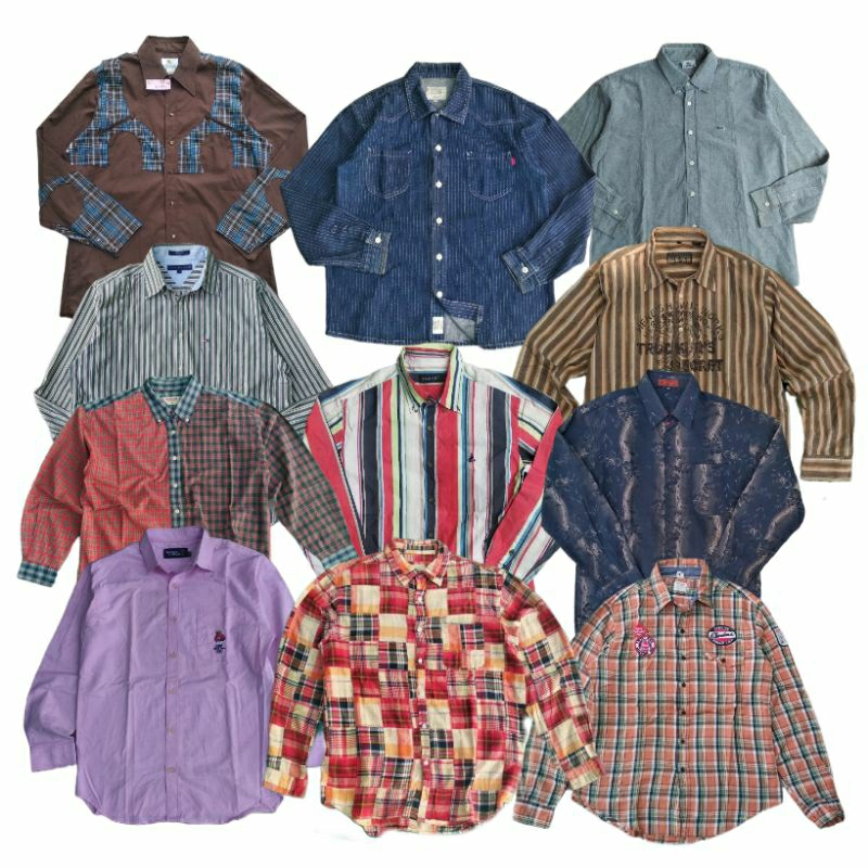 Kemeja Lengan panjang Formal Pria Vintage Second Brand Original