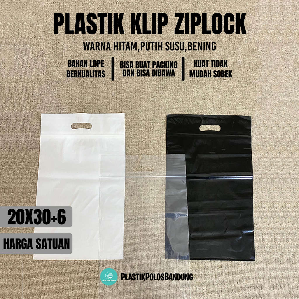 Plastik Pe klip Gagang 25x35+7 cm (Harga Satuan/Per Lembar) Untuk Kaos, Boxer, Dll.
