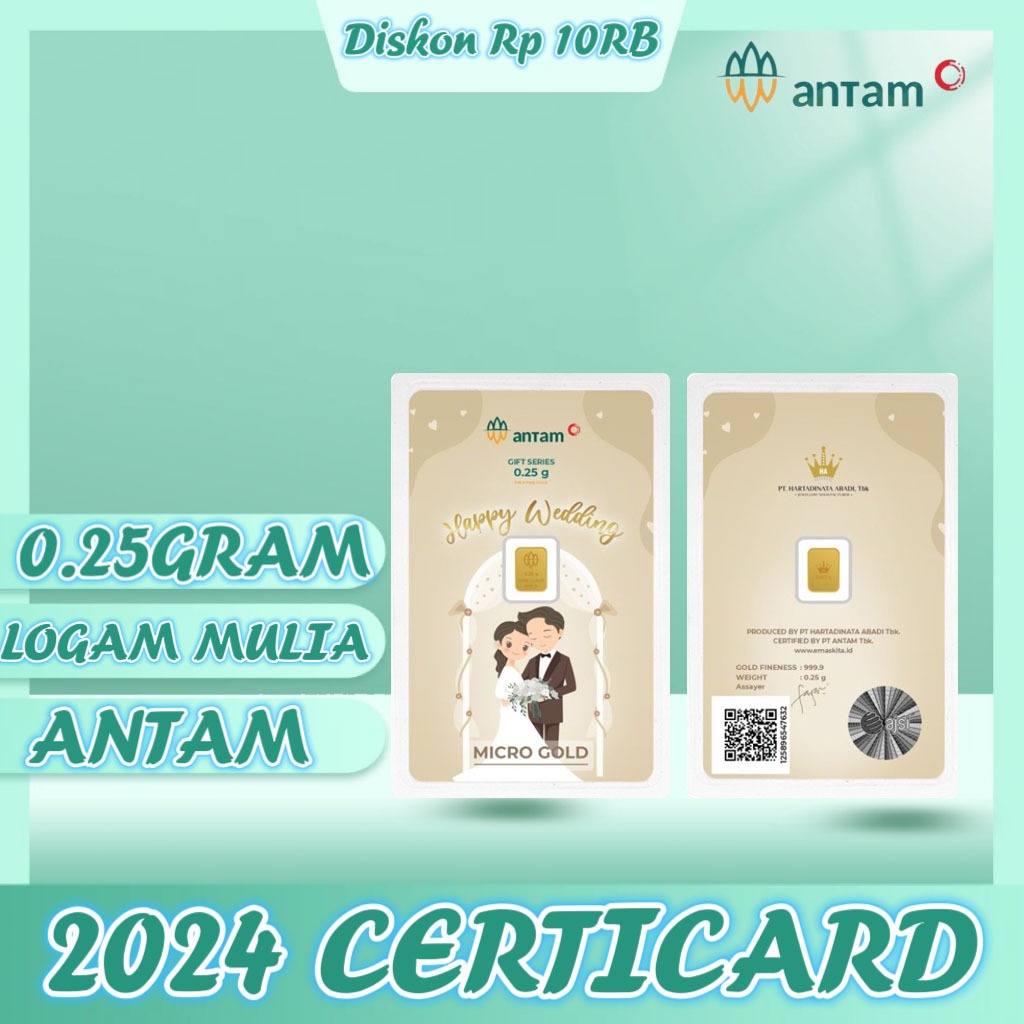 （Dalam stok）Gold Logam Mulia Antam x Hartadinata 0.25 Gram Antam Emas 0.25gr selamat atas pernikahan