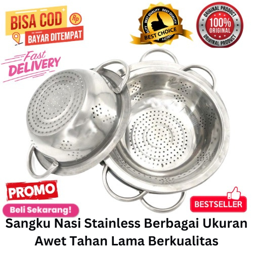 [BISA COD] DISKON Sangku Nasi Stainless Berbagai Ukuran Awet Tahan Lama Berkualitas Tempat Nasi Temp
