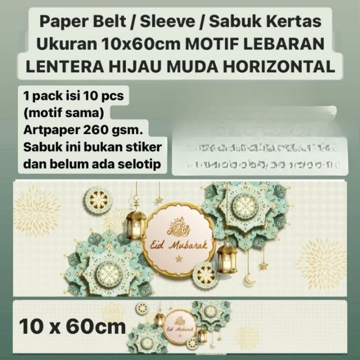 

1 Pack Isi 10 Lembar Paper Belt Lentera H Muda H Sabuk Kertas Toples Box Hampers Lebaran