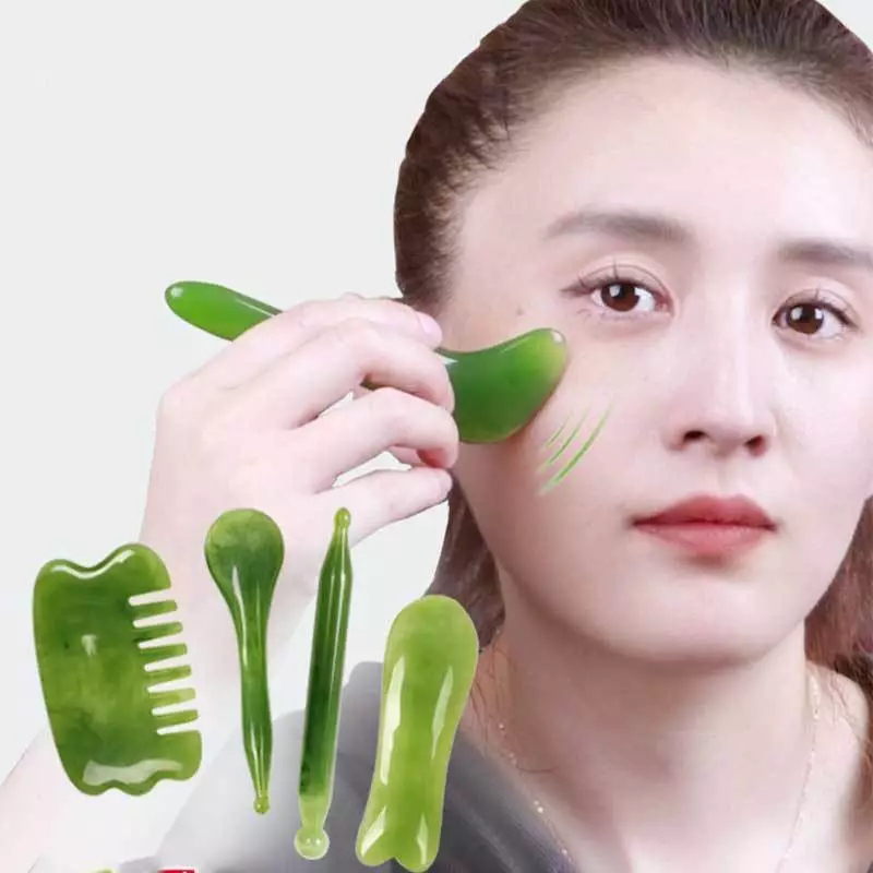 7Pcs/Set Gua Sha Board / Gua Sha Jade / Gua Sha Jade Roller / Facial Massage Tool / Alat Pijat Wajah