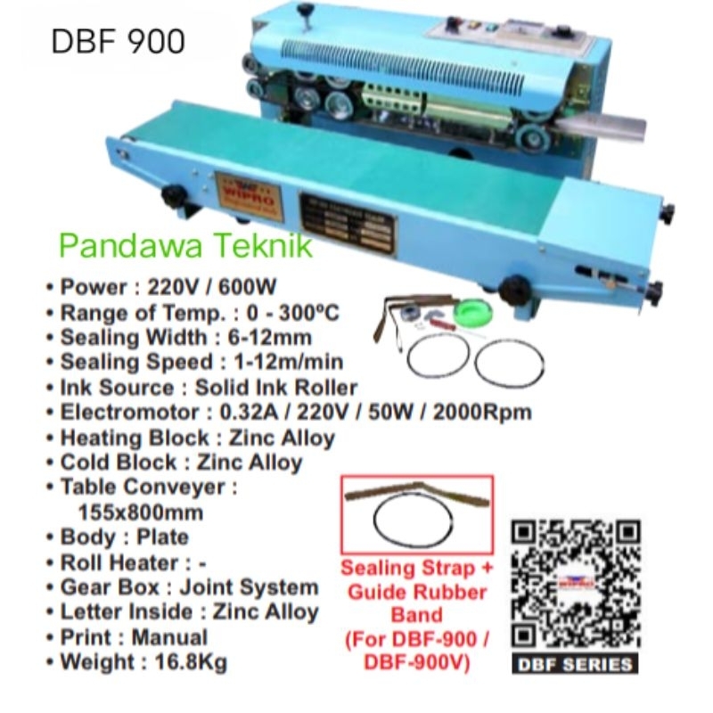 Band sealer mesin segel plastik vertikal /horisontal wipro DBF900 dan DBF900V