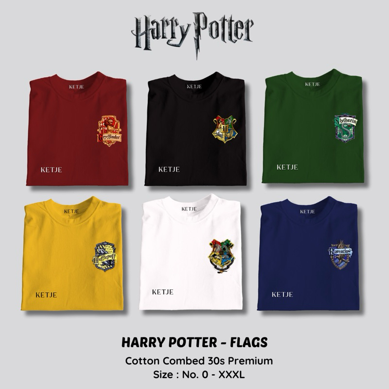 Baju Kaos Harry Potter Hogwarts / Kaos Asrama Bendera Dorm House Flag Harry Potter HP Hogwarts Gryff