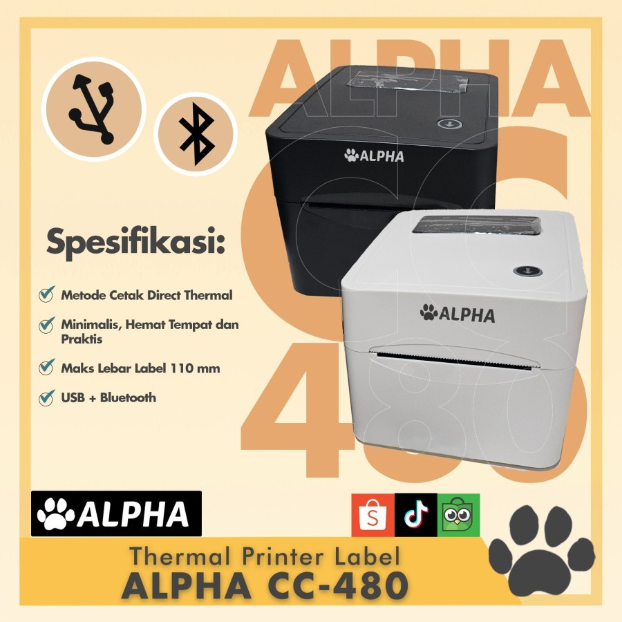 

Printer Label Thermal 110mm ALPHA CC-480 USB+Bluetooth