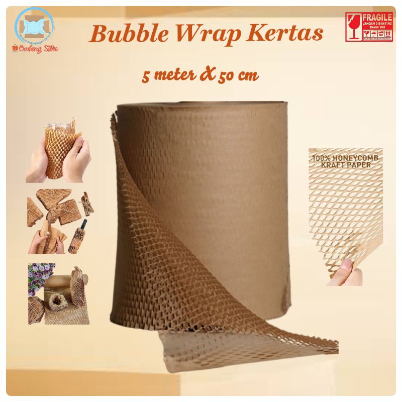 

HONEYCOMB PAPER WRAP/BUBBLE WRAP KERTAS/ECO FRIENDLY PACKAGING/HEXA WRAP UKURAN 5 METER X 50 CM