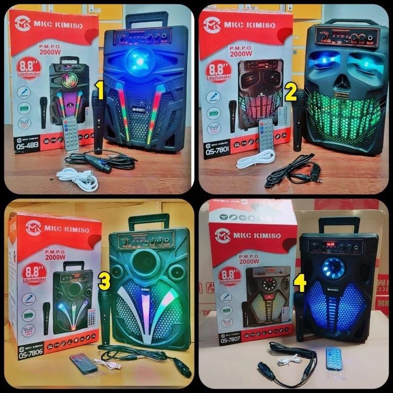 ✅*1.Speaker Bluetooth MKC Kimiso QS-4813 8,8 inchi + Mic Karaoke*2.Speaker Bluetooth MKC Kimiso QS-7