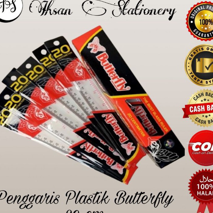 

FG2 Penggaris Plastik Butterfly 2cm Isi 12 Pcs 1 Lusin