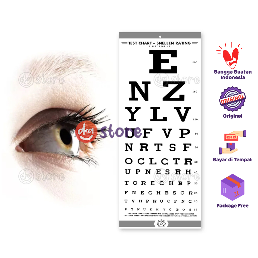 Bagan Huruf Test Ketajaman Mata Snellen Chart / Tes Netra Minus Jarak jauh