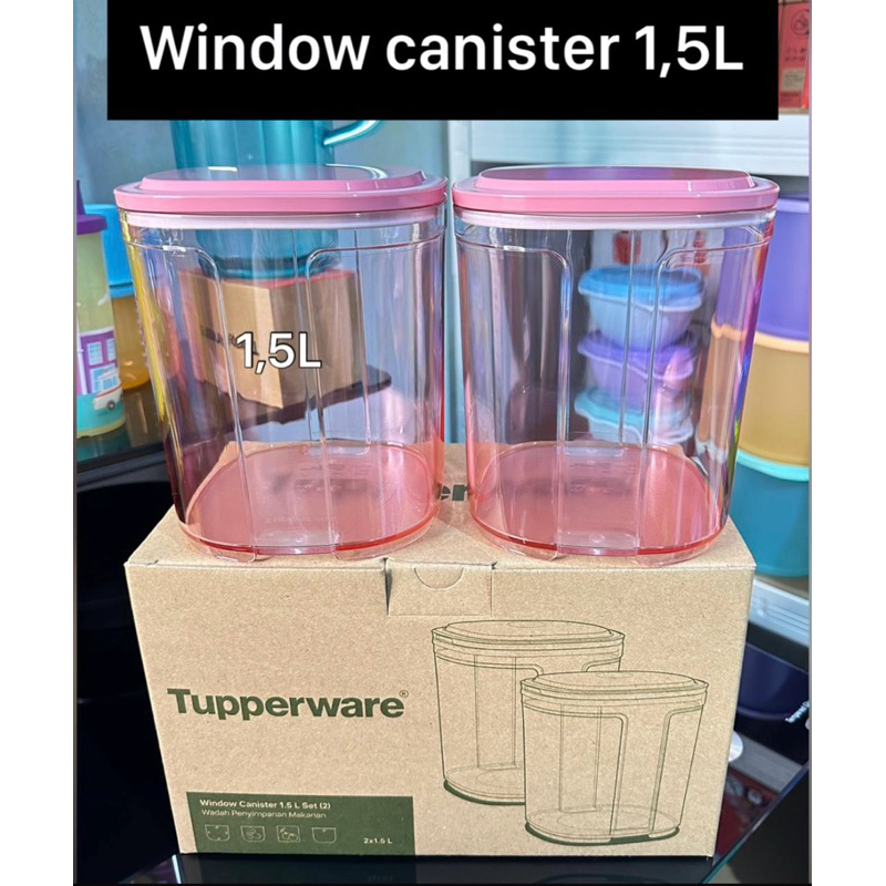 window canister 1,5 L toples crystal bening cantik 1 set ( isi 2 pcs)