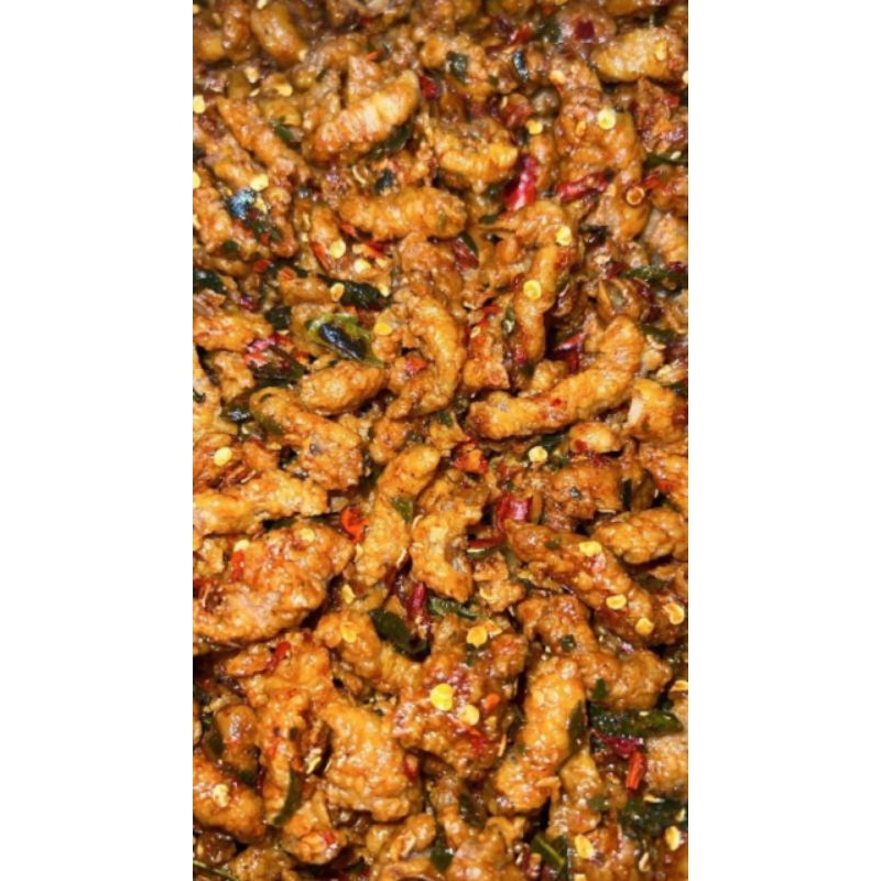 

Usus krispi pedas daun jeruk dan original/makanan viral/pedas/original