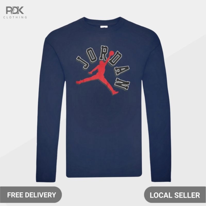 Kaos Pria Baju Lengan Panjang Basketball Air Jordan Curved