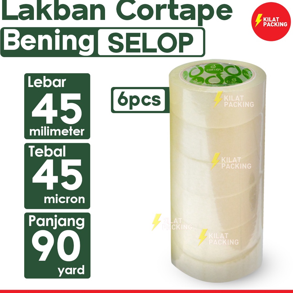 

KI3 Lakban Cope Bening 45 mm x 9 yard Ekonomis 1 Selop
