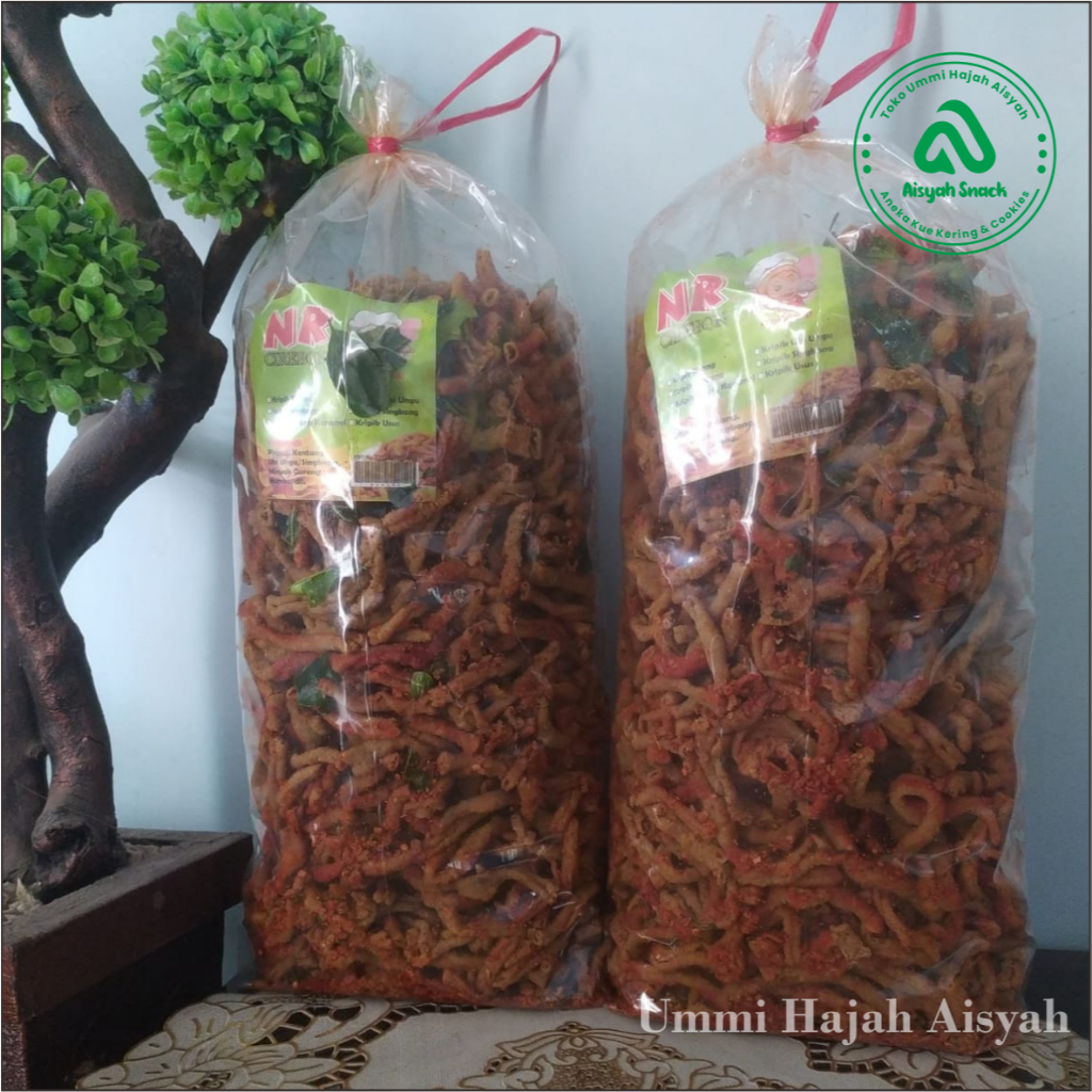 

KERIPIK USUS PEDAS DAUN JERUK 1KG RASA GURIH CRISPY KUALITAS PREMIUM