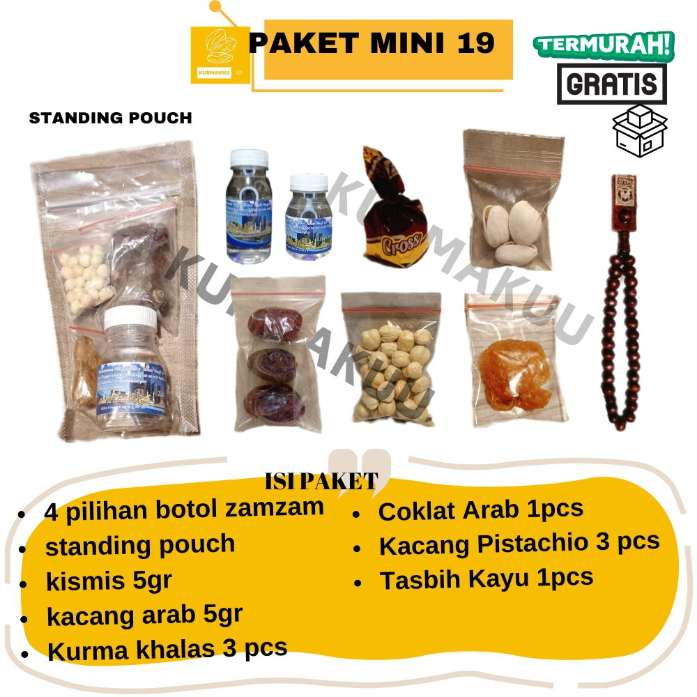 

Paket Oleh Oleh Haji dan Umroh Lengkap mini edisi 19-23 Standing Pouch kacang alond + coklat arab
