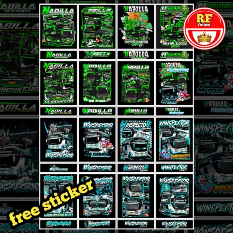 

(free sticker)CETAK PAKET STICKER BUS NABILLA X WINSPECTOR TERBARU STIKER BUSMANIA