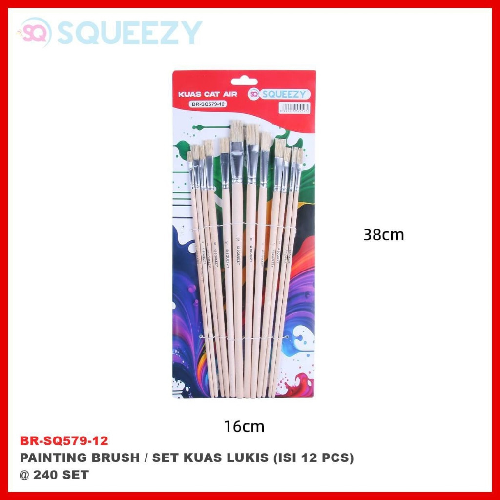 

[1 Set] Brush Squeezy BR-SQ579-12 / Kuas Lukis Squeezy BR-SQ579-12