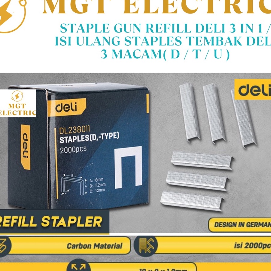 

FG2 Staple Gun Refill Deli 3 in 1 Isi Ulang Staples Tembak DELI 3 macam
