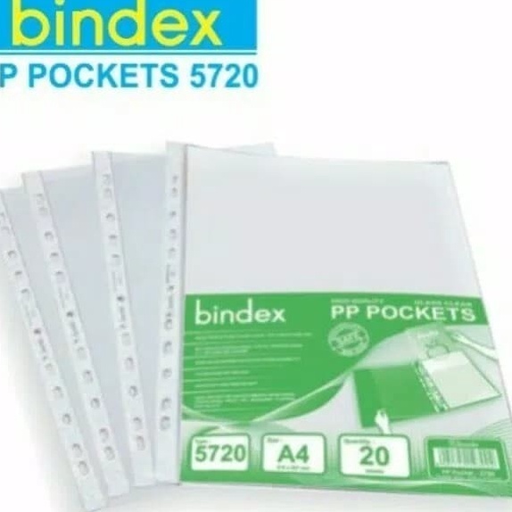 

KI3 PP Pocket Sheet Protector Glass Clear Bening A4 BINDEX 572