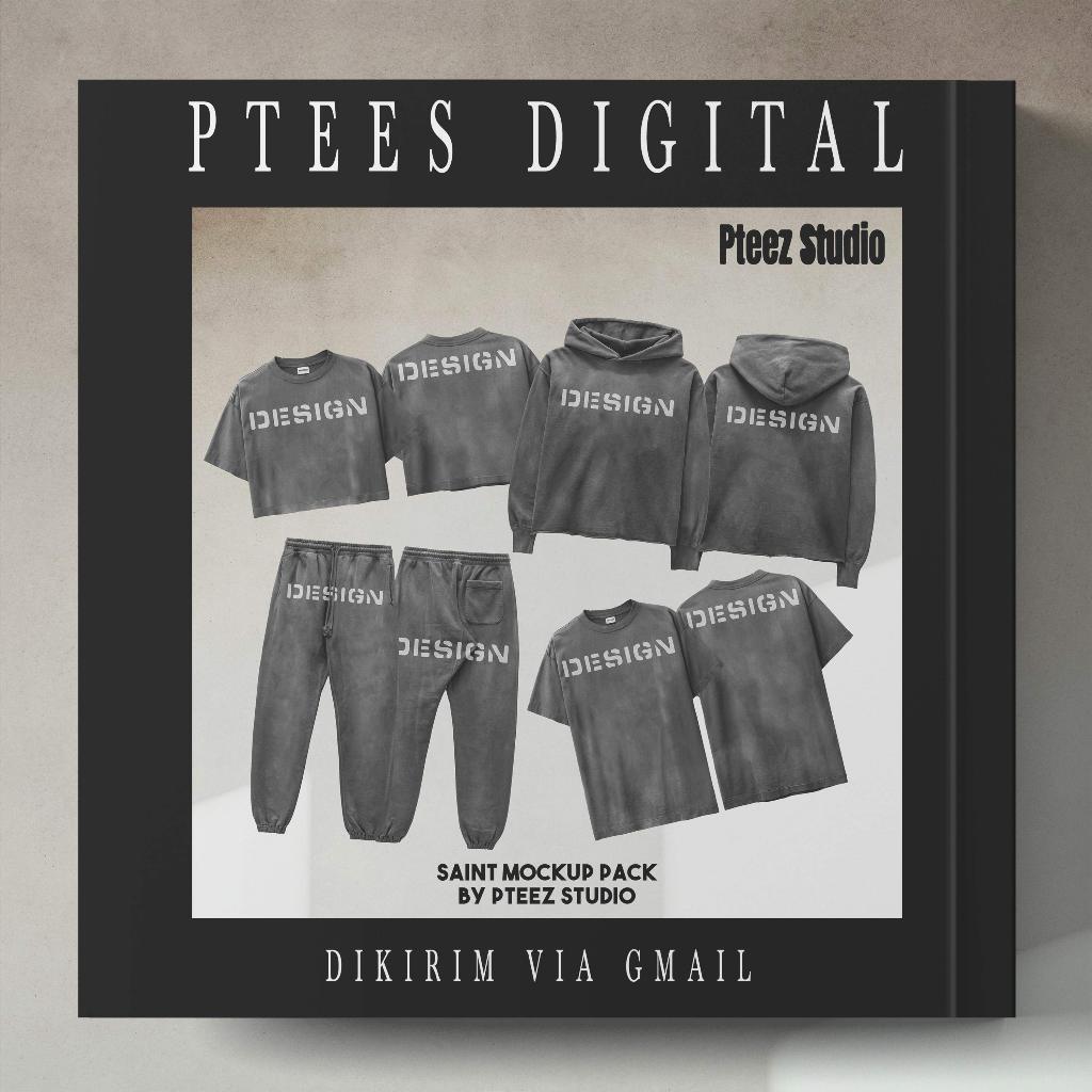 PD0204 - SAINT MOCKUP PACK BY PTEEZ STUDIO - T SHIRT HOODIE SWEATPANTS - MOCKUPS TSHIRT TEE KAOS JAC