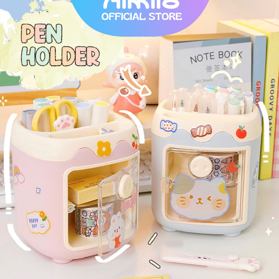 

FG2 Aimilo Kotak Penyimpanan Alat Tulis Tempat Pulpen Gel Brush Organizer Meja Laci 2 Tingkat Serbaguna