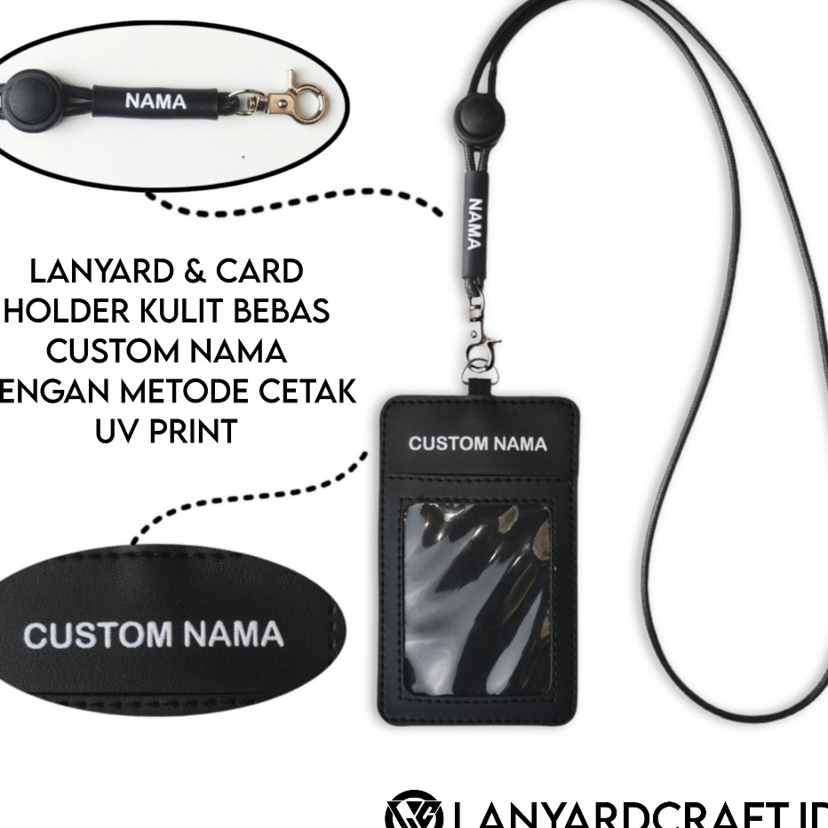 

HJ6 K3 Id Card Custom Nama Kulit Card Holder Leather Custom UV print BLACK