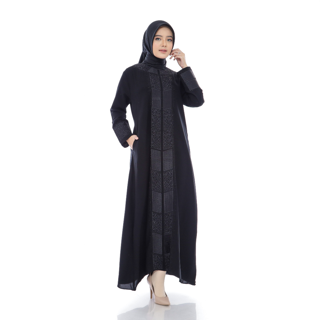 005 Dress Abaya Turkey Hitam Gamis Turki Muslim Variasi Bordir Payet Mewah