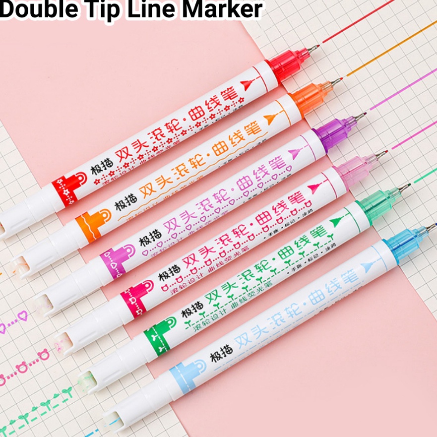 

Grosir marker stabilo set double tip Spidol gambar garis aesthetic warna bentuk bunga Pulpen roll ar rainbow color pen 2in1 Hhlhter motif untuk DIY agenda jurnal scrapbook Multicolor pena