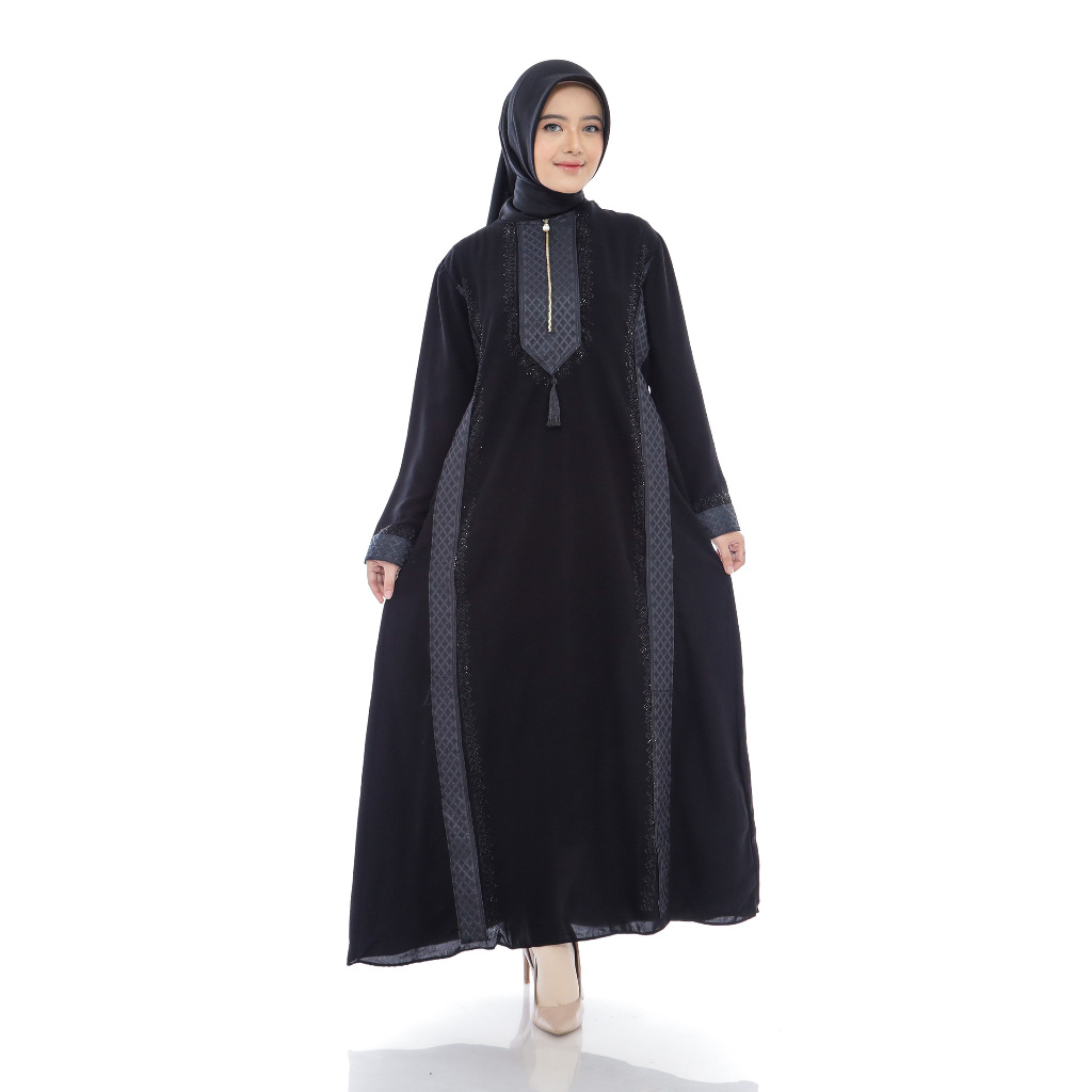 010 Dress Abaya Turkey Hitam Gamis Turki Muslim Variasi Bordir Payet Mewah